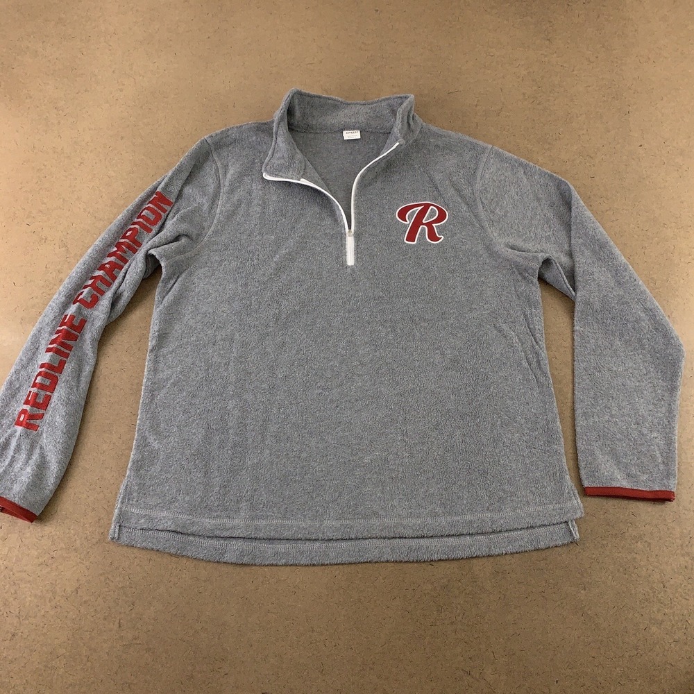 Success Brands Adult Size Large Gray Fleece Red Line Champion 1/2 Zip Pullover